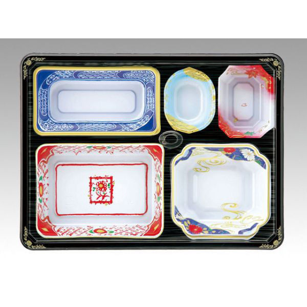 アヅミ産業 仕出弁当 T-202 (蓋三彩)会席膳セット 300枚(20枚×15) 905020 1ケース(300枚入(20枚×15袋))（直送品）