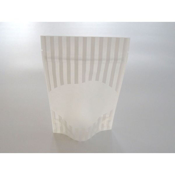 ベリーパック チャック付袋 マット白ストライプスタンドチャック袋