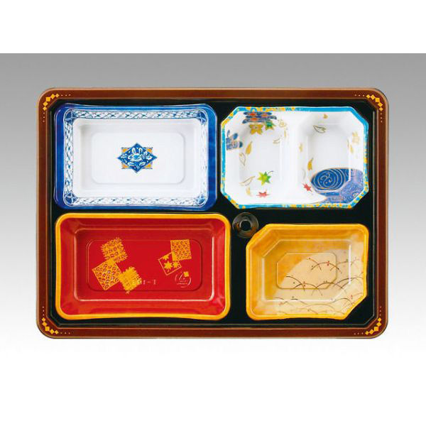 仕出弁当 T-103A (蓋三彩)会席膳セット 200枚(20枚×10) T103AS-1 1ケース(200枚入(20枚×10袋))（直送品）