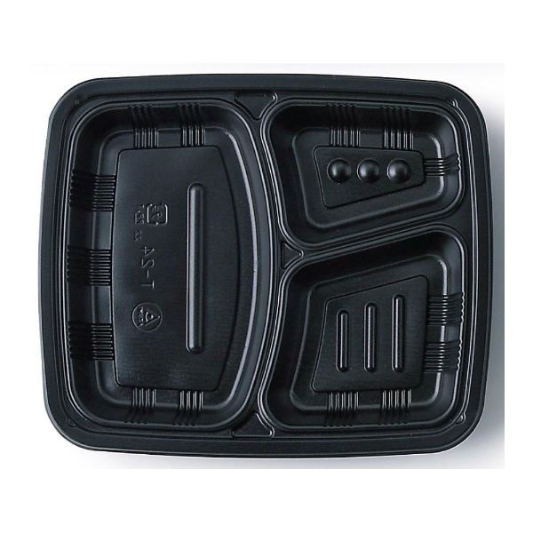 アヅミ産業 弁当容器 T-25-A 本体 黒(一般) 900枚(50枚×18) T25MABKN 1ケース(900枚入(50枚×18袋))（直送品）