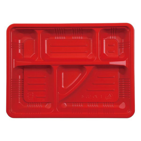 弁当容器 T-70-55-4 本体 赤黒 900枚(50枚×18) T70-55-4MRBK-1 1ケース(900枚入(50枚×18袋))（直送品）