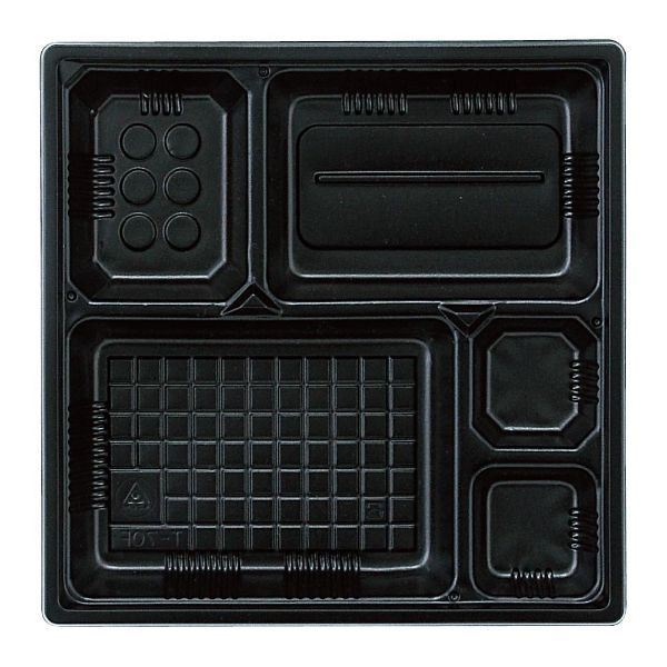 アヅミ産業 弁当容器 T-70-F黒 800枚(50枚×16) T70M-F2BK800 1ケース(800枚入(50枚×16袋))（直送品）