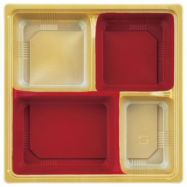 アヅミ産業 弁当容器 T-70-G 赤金 800枚(50枚×16) T70M-GRG 1ケース(800枚入(50枚×16袋))（直送品）