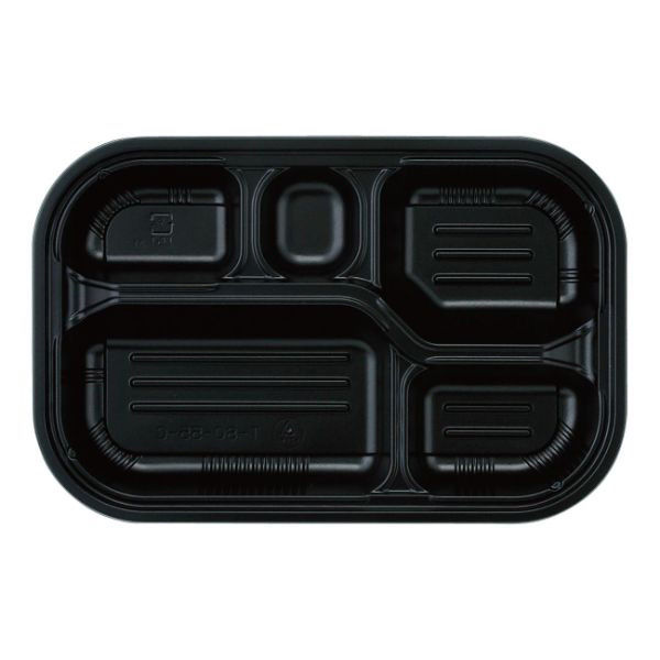 アヅミ産業 弁当容器 T-80-55-C 本体 黒 800枚(50枚×16) T80-55MCBK 1ケース(800枚入(50枚×16袋))（直送品）