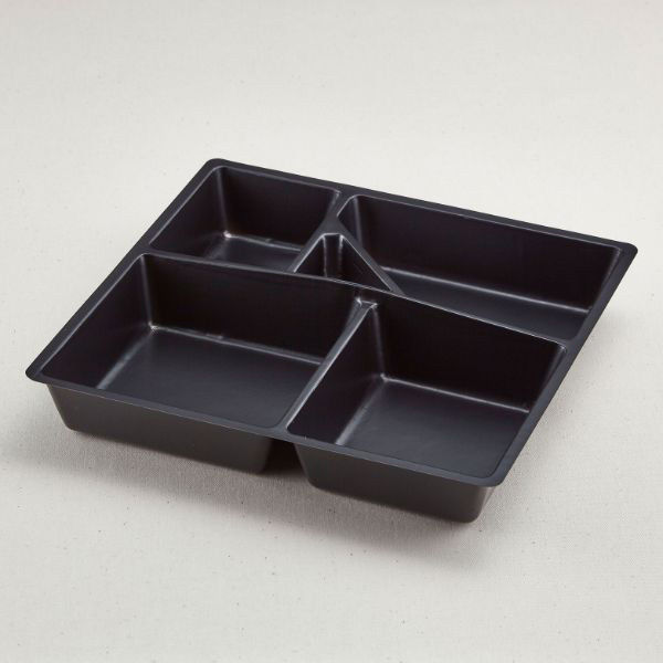 青葉紙業 仕出し容器 会席折 小 中仕切 2 黒 300枚(25枚×12) 258132 1ケース(300枚入(25枚×12袋))（直送品）