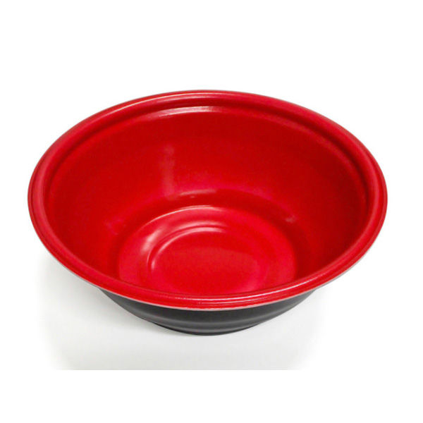 デンカポリマー スープ・麺容器　E-52本体 赤/黒　600枚(50枚×12) 38723（直送品）