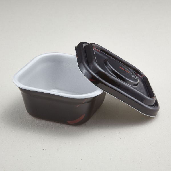 青葉紙業 角丼容器 どん重 うるし(共蓋セット)　400枚(100枚×4) 220253（直送品）
