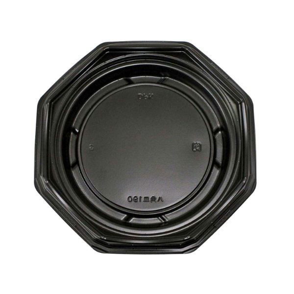 デンカポリマー 軽食容器 八角皿190本体 黒 600枚(50枚×12) 39643 1ケース(600枚入(50枚×12袋))（直送品）