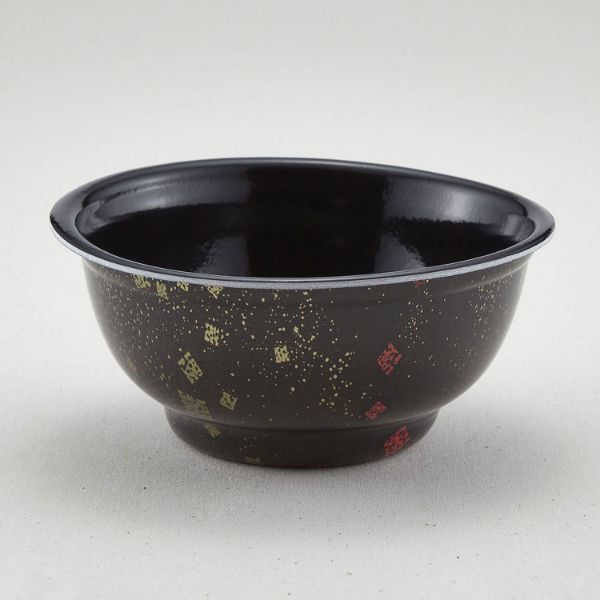 どんぶり容器 D-2 本体 耐熱黒まきえ内黒(600) 600枚(50枚×12) 205247 1ケース(600枚入(50枚×12袋))（直送品）