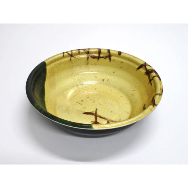 スープ・麺容器 E-42浅本体 やなば織部/黒 600枚(50枚×12) 38893 1ケース(600枚入(50枚×12袋))（直送品）