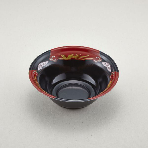 青葉紙業 麺容器　ラーメン 中浅(本体)鳳凰黒　900枚(50枚×18) 221858（直送品）