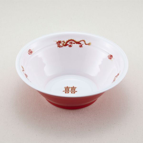 青葉紙業 麺容器 ラーメン 大(本体)龍外赤(600) 600枚(50枚×12) 221751 1ケース(600枚入(50枚×12袋))（直送品）