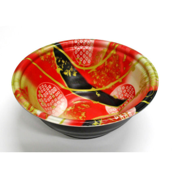 デンカポリマー スープ・麺容器 E-52本体 夢雲赤/黒 600枚(50枚×12) 38753 1ケース(600枚入(50枚×12袋))（直送品）