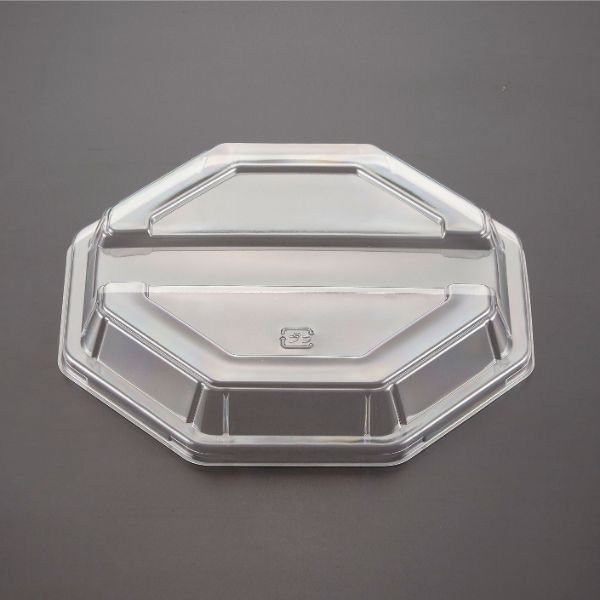 青葉紙業 角丼容器　八角皿 大 蓋 透明 1　600枚(50枚×12) 224230（直送品）