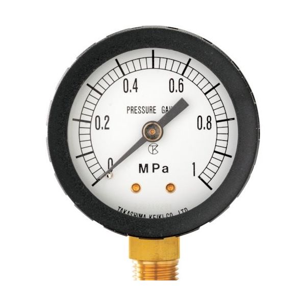 高島計器 高島 プラスチック圧力計(A枠立型・φ60)圧力レンジ0.0~0.1MPa G1/4【1211010】 1211010 1個（直送品）