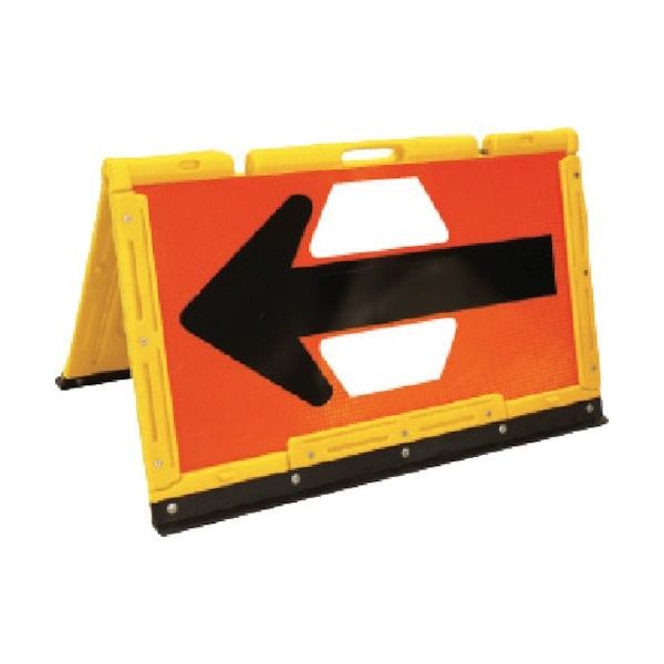 安全興業 ANZEN 矢印板 ブロー製折りたたみ矢印板黄 550*900 オレンジ/黒矢印 BOA2-02Y 1セット(2台)（直送品）