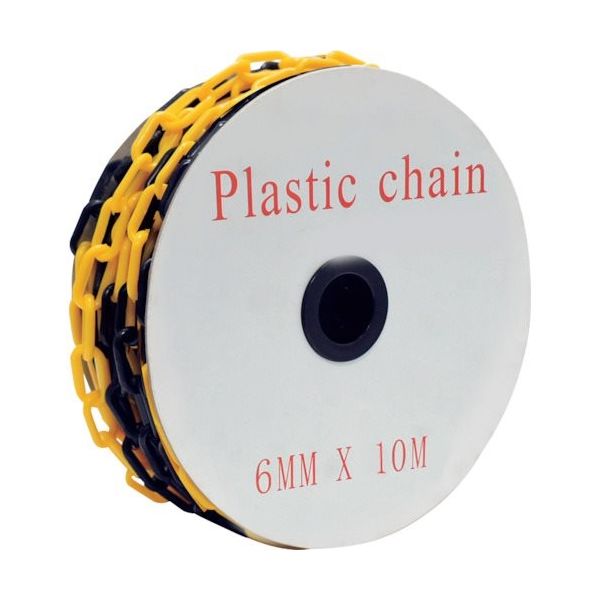 セーフラン安全用品 セーフラン プラスチックチェーン 黄/黒 トラチェーン 10m J2437-10 1巻 365-1334（直送品）