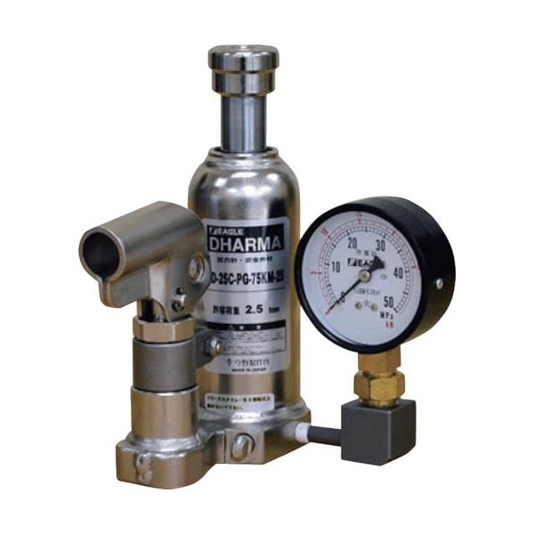 今野製作所 イーグル ゲージ付油圧ジャッキ クリーンルームタイプ 能力16t ED-160C-PG-75KM-160 1台 522-4071（直送品）