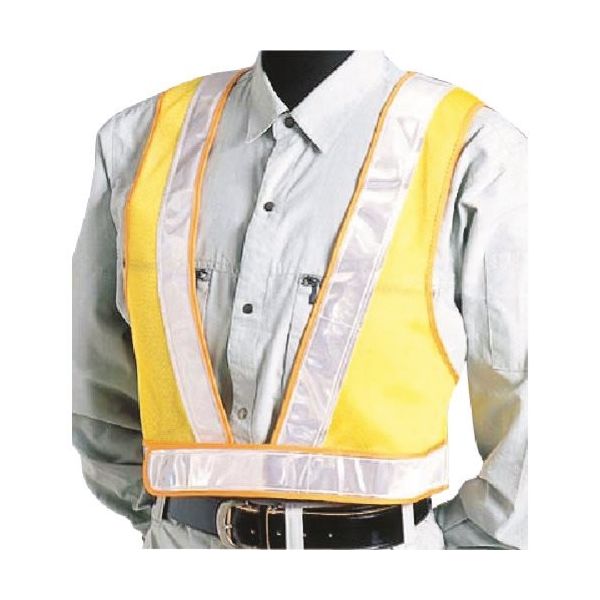 つくし工房 つくし 安全チョッキ 白 高輝度反射 イエローメッシュ TY-11 1着 184-9403（直送品）