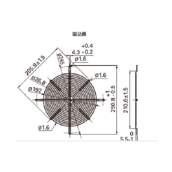 山洋電気 SanACE フィンガーガード (φ221用 吸込側) 109-1138 1個 217-2217（直送品）
