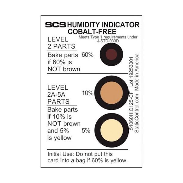 DESCO JAPAN SCS 湿度表示カード 相対湿度5% 10% 60% コバルトフリー 125枚入 51060HIC125-CF 1缶（直送品）