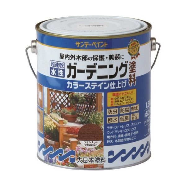 サンデーペイント 水性ガーデニング塗料カラーステイン ブラック 1600M 265381 1個 201-7774（直送品）