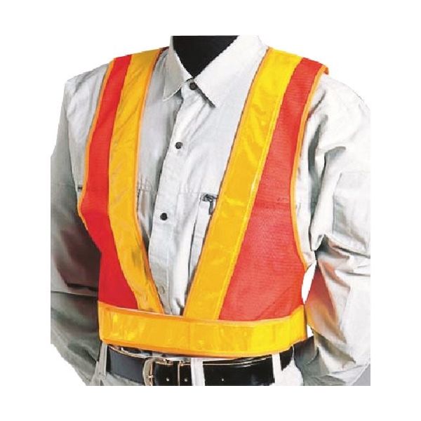 つくし工房 つくし 安全チョッキ 黄 高輝度反射 オレンジメッシュ TY-15 1着 185-0951（直送品）