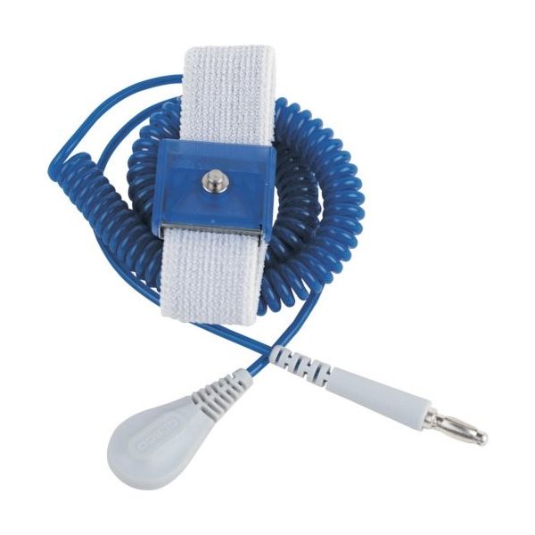 DESCO JAPAN リストストラップ、JEWEL、伸縮性長さ調整機能付き 青、コード長さ1.83m、4mm 09100 1個（直送品）