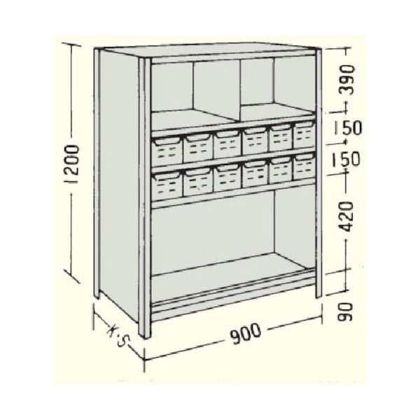 日本ファイリング NF 引出し付軽量物品棚W900D300H1200F5 LA43K-75 1台 136-3409（直送品）