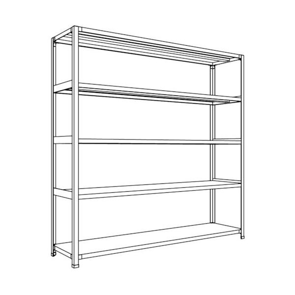 日本ファイリング NF 軽量開放棚 中棚ボルトレスタイプW1800D450H1800F5 LA66S-15 1台 136-0196（直送品）