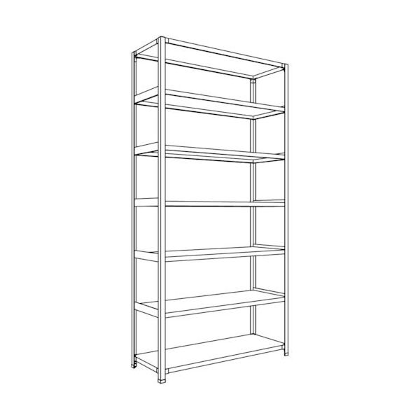 日本ファイリング NF 軽量開放棚 中棚ボルトレスタイプW1200D450H2400F7 LA84S-17 1台 135-2370（直送品）