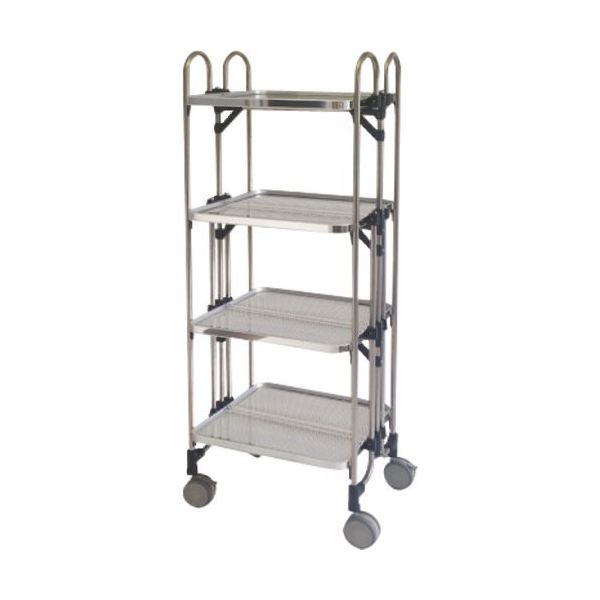 トクヤマ ステンレス パンチング折りたたみ式ワゴン FEOP-4 1台 176-9003（直送品）