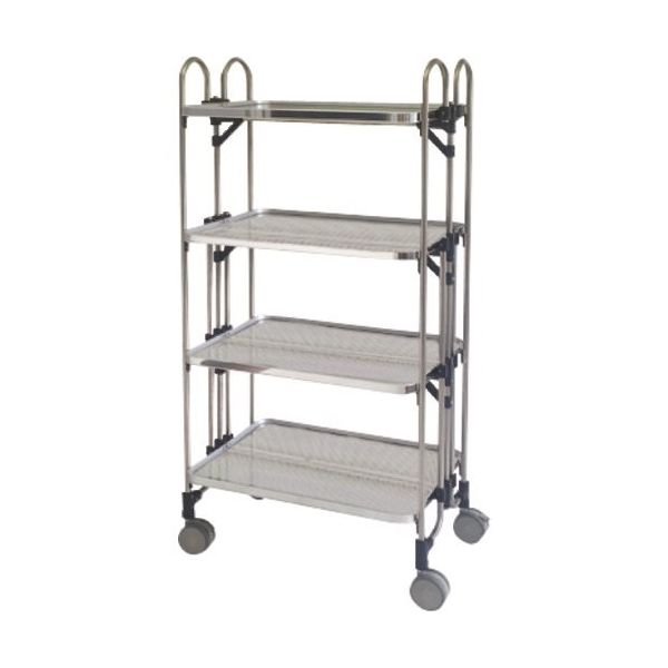 トクヤマ ステンレス パンチング折りたたみ式ワゴン FEOPM-4 1台 176-8997（直送品）