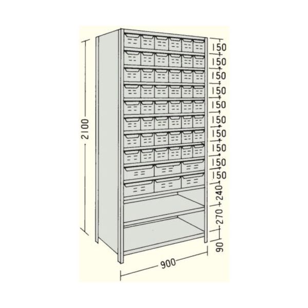 日本ファイリング NF 引出し付軽量物品棚W900D450H2100F13 LA73S-713 1台 136-1778（直送品）