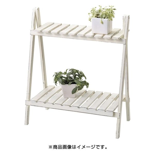 木製花台 2段タイプ 幅50×奥行30×高さ58cm ホワイト CW-024WH 1