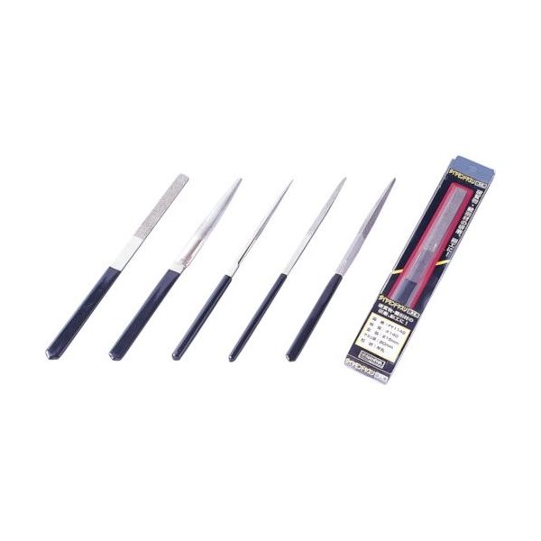 ナニワ研磨工業 ナニワ ダイヤモンドヤスリ 鉄工用 #140 5本組 平・半丸・丸・角・三角 215(80) FY-1542 1組(5本)（直送品）