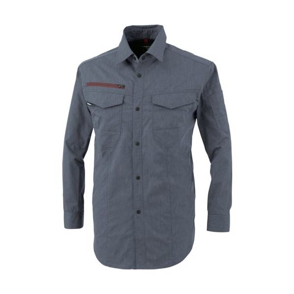 ジーベック XEBEC 長袖シャツ1753ー116ーL 杢ブルー 1753-116-L 1着 384-1786（直送品）