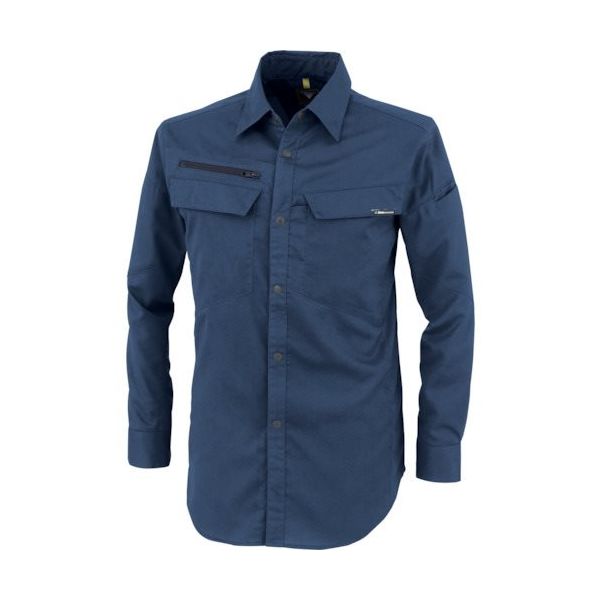 ジーベック XEBEC 裏綿ストレッチ長袖シャツ1513ー19ーSS ディープネイビー 1513-19-SS 1着 383-3916（直送品）