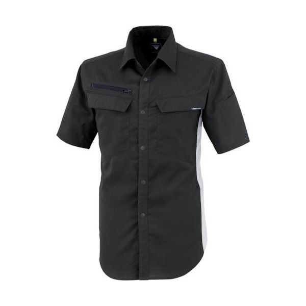 ジーベック XEBEC 裏綿ストレッチ半袖シャツ1512ー90ー3L クロ 1512-90-3L 1着 383-7059（直送品）