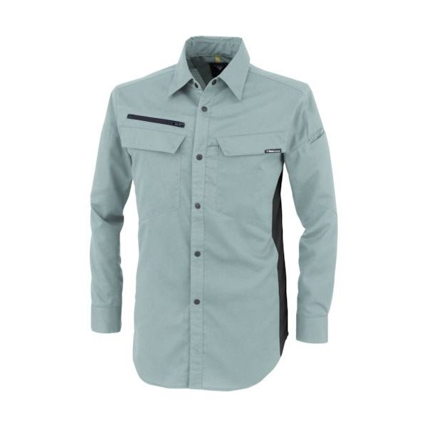 ジーベック XEBEC 裏綿ストレッチ長袖シャツ1513ー605ーL ミストグリーン 1513-605-L 1着 382-4466（直送品）