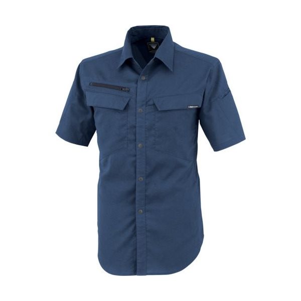 ジーベック XEBEC 裏綿ストレッチ半袖シャツ1512ー19ーSS ディープネイビー 1512-19-SS 1着 382-9165（直送品）