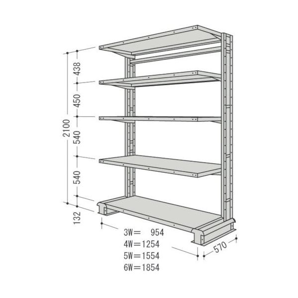日本ファイリング NF キャンチラック単式増結1連W1854D570H2100F5 CR76S-S5B 1台 136-3423（直送品）