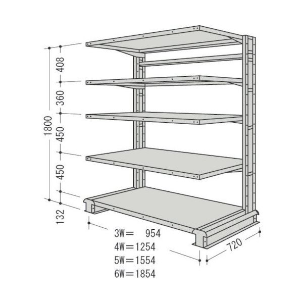 日本ファイリング NF キャンチラック単式1連W954D720H1800F5 CR63L-S5 1台 135-8706（直送品）