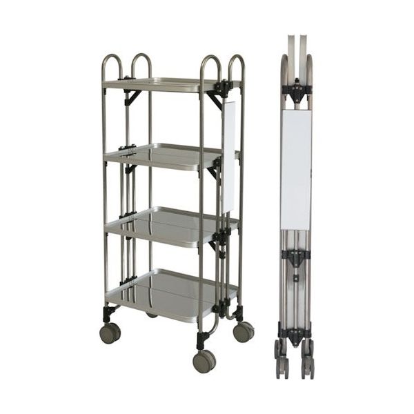 トクヤマ ステンレス 折りたたみ式ワゴン サイド表示仕様 FEA-S-4 1台 176-9496（直送品）