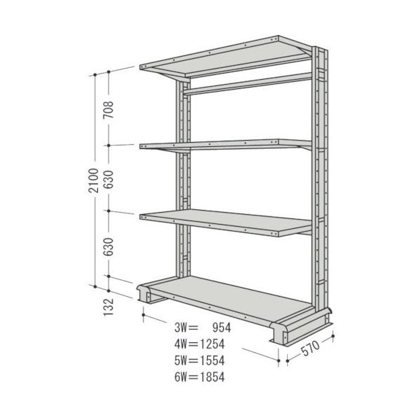 日本ファイリング NF キャンチラック単式増結1連W954D570H2100F4 CR73S-S4B 1台 135-8611（直送品）