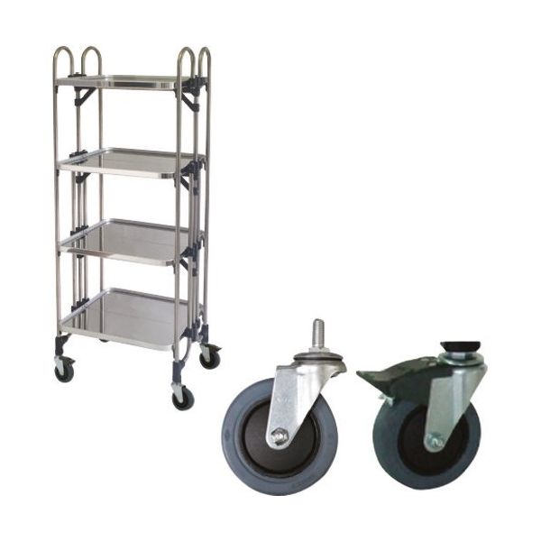 トクヤマ ステンレス 折りたたみ式ワゴン 静かなキャスター仕様 FEA