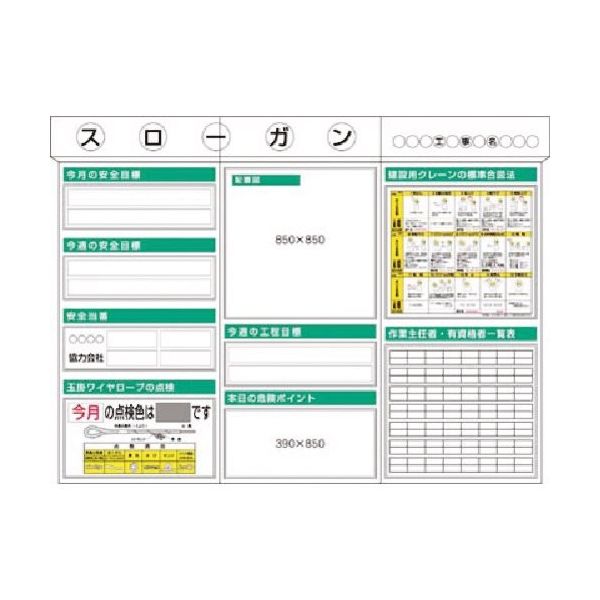 つくし工房 つくし スチール製安全掲示板3点タイプ クレーン合図...箱屋根付 KG-312 1組(1枚) 185-7470（直送品）