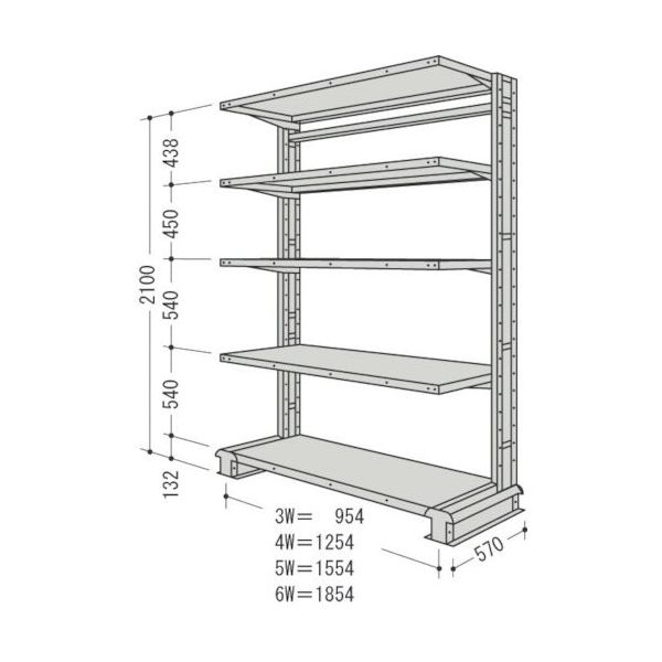 日本ファイリング NF キャンチラック単式1連W1254D570H2100F5 CR74S-S5 1台 136-3366（直送品）