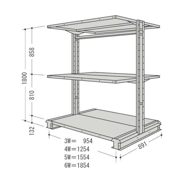 日本ファイリング NF キャンチラック複式1連W1254D891H1800F3 CR64S-W3 1台 135-3917（直送品）