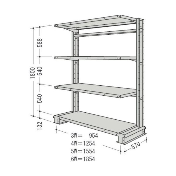 日本ファイリング NF キャンチラック単式1連W1854D570H1800F4 CR66S-S4 1台 136-0214（直送品）